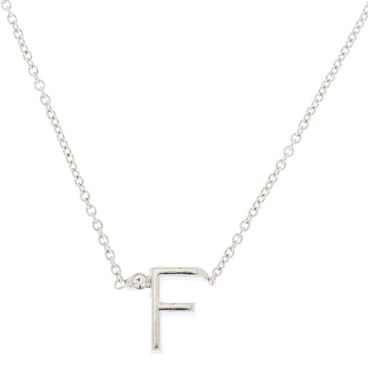 Silver Initial Necklace - F,