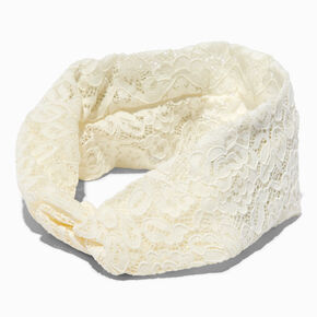 White Lace Wide Twisted Headwrap,
