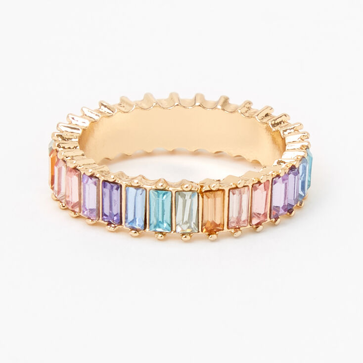Gold Rainbow Baguette Ring,