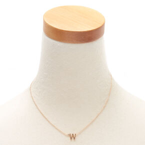 Gold Stone Initial Pendant Necklace - W,