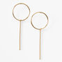 18kt Gold Plated Refined 3&quot; Open Circle Linear Drop Earrings,