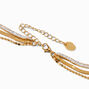 Gold Cubic Zirconia Baguette Multi-Strand Chain Necklace,