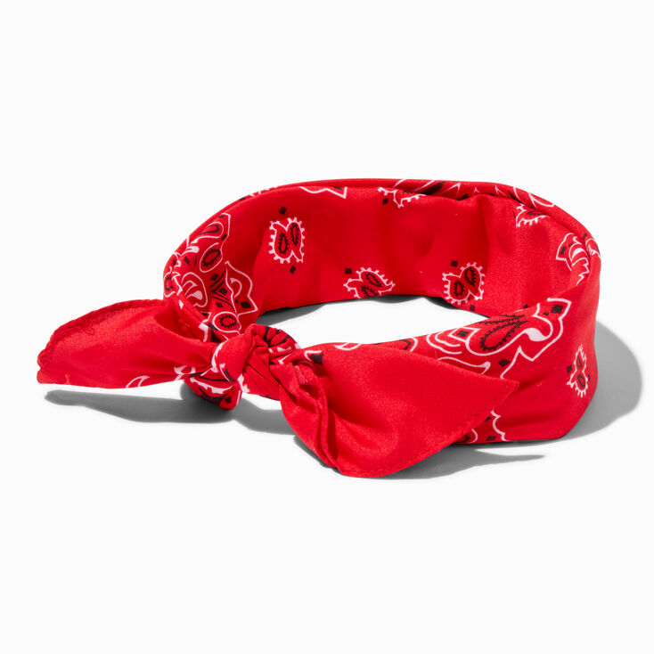 Red Paisley Print Bandana Headwrap,