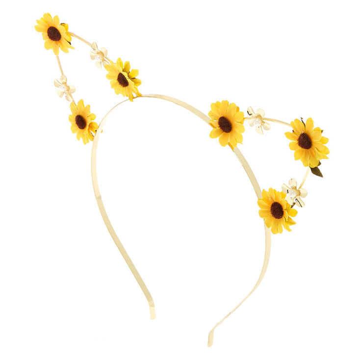 Sunflower Cat Ear Headband - Yellow,