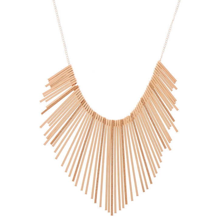 Rose Gold Glitter Bar Bib Statement Necklace,