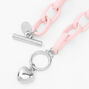 Silver Heart Rubber Chain Bracelet - Pink,