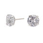 Silver-tone Cubic Zirconia Round 7MM Stud Earrings,