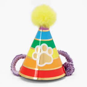 Rainbow Paw Print Pet Party Hat,