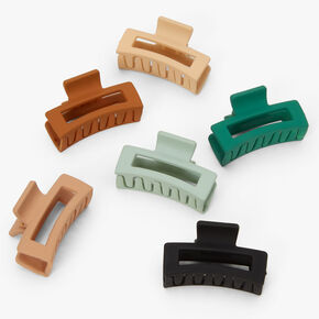 Matte Muted Rectangle Hair Claws - 6 Pack,