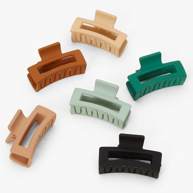 Matte Muted Rectangle Hair Claws - 6 Pack,