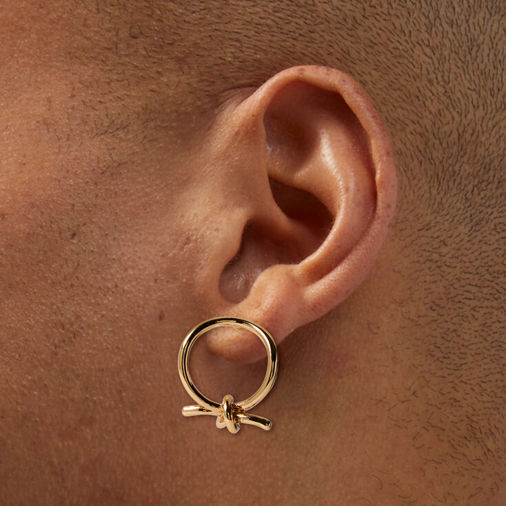 Gold-tone Oversized Knot Stud Earrings ,