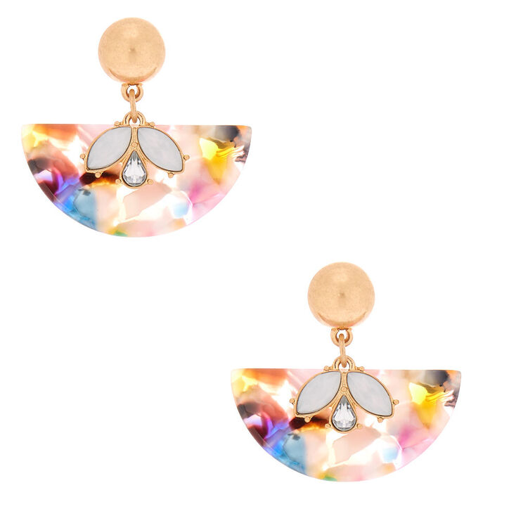 1.5" Resin Painted Fan Drop Earrings,