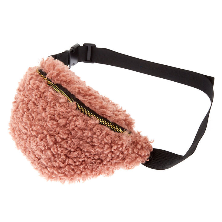Mongolian Faux Fur Fanny Pack - Pink,