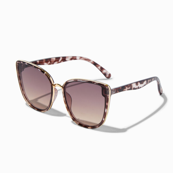 Brown &amp; White Tortoiseshell Faded Lens Sunglasses,