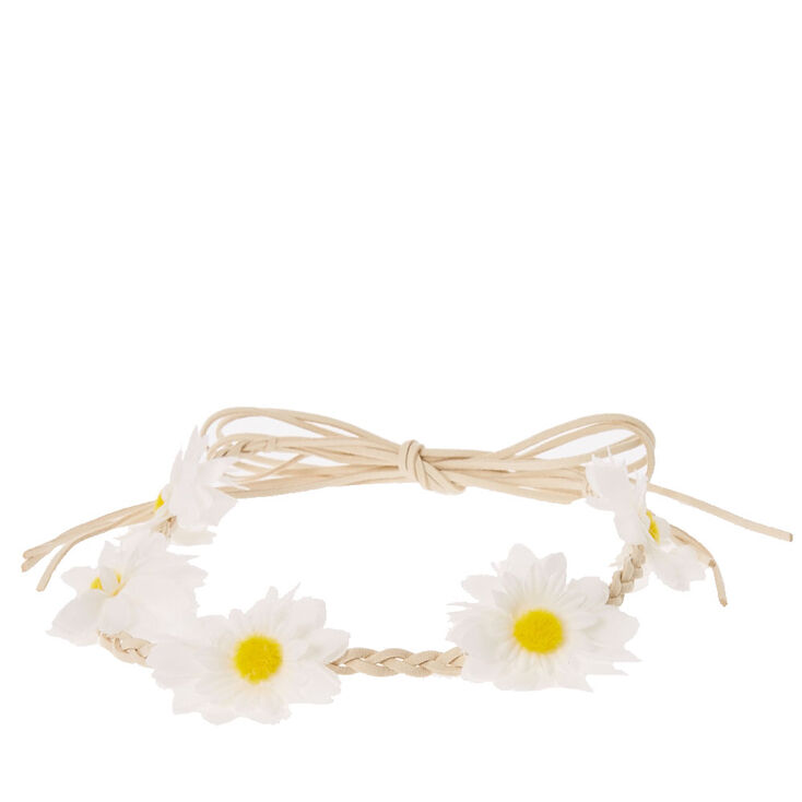 Braided White Flower Crown,