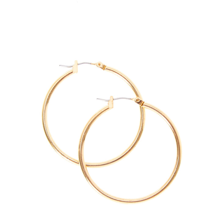 Small Smooth Gold Hoop Earrings,