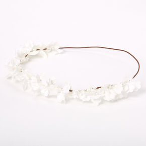 Mini Flower &amp; Leaf Headwrap - White,