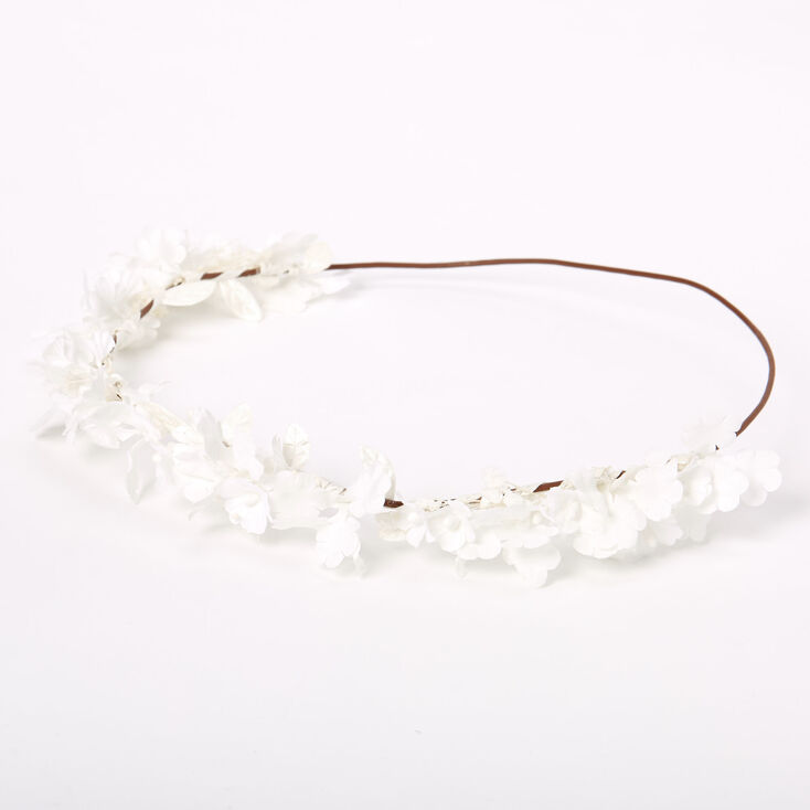 Mini Flower &amp; Leaf Headwrap - White,
