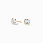 14K Gold Cubic Zirconia Round Stud Earrings - 4MM,