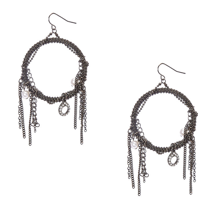 Gothic Hoop Drop Earrings,