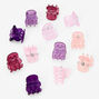 Mixed Purple Mini Hair Claws - 12 Pack,