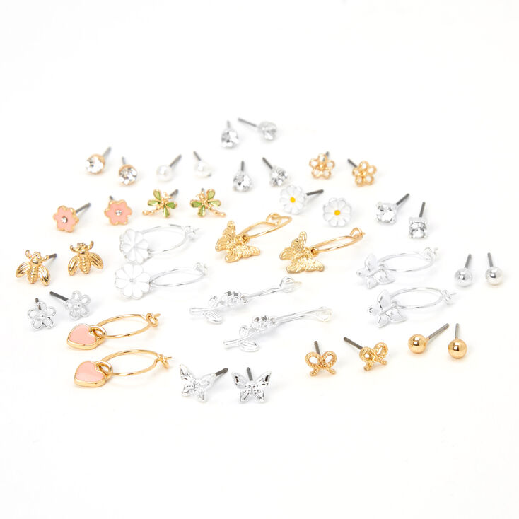 Gold &amp; Silver Springtime Stud Earrings - 20 Pack,