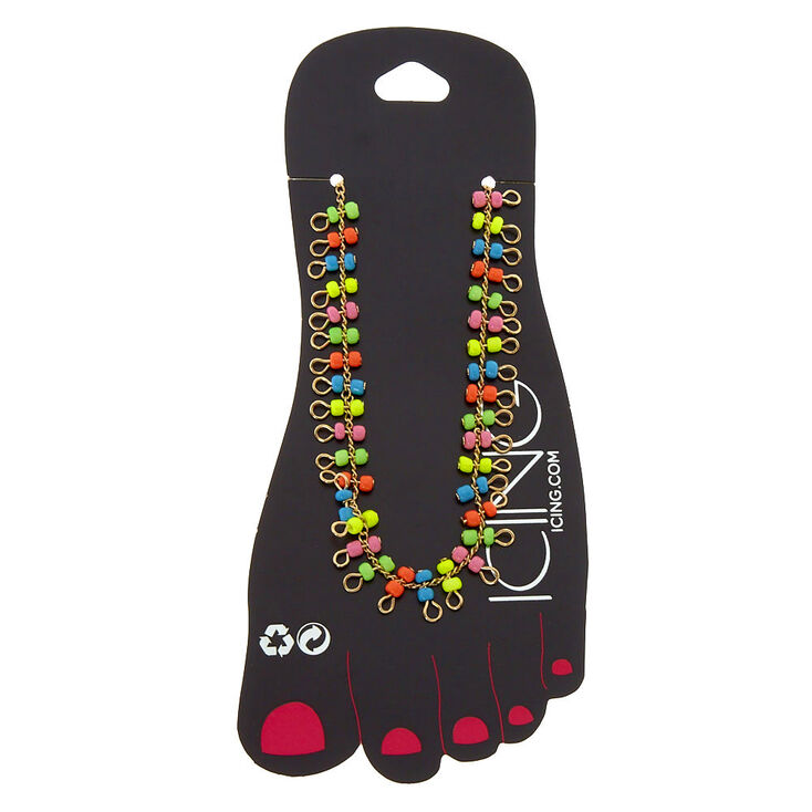 Neon Beaded Anklet,