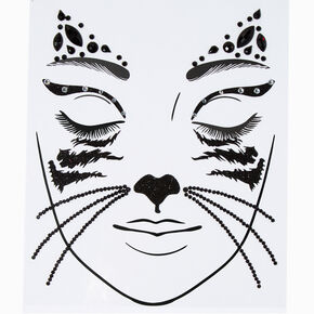 Black Cat Gemstone Face Stickers,