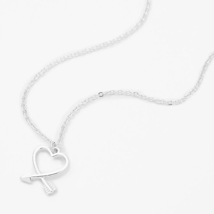 Silver Heart Arrow Pendant Necklace,