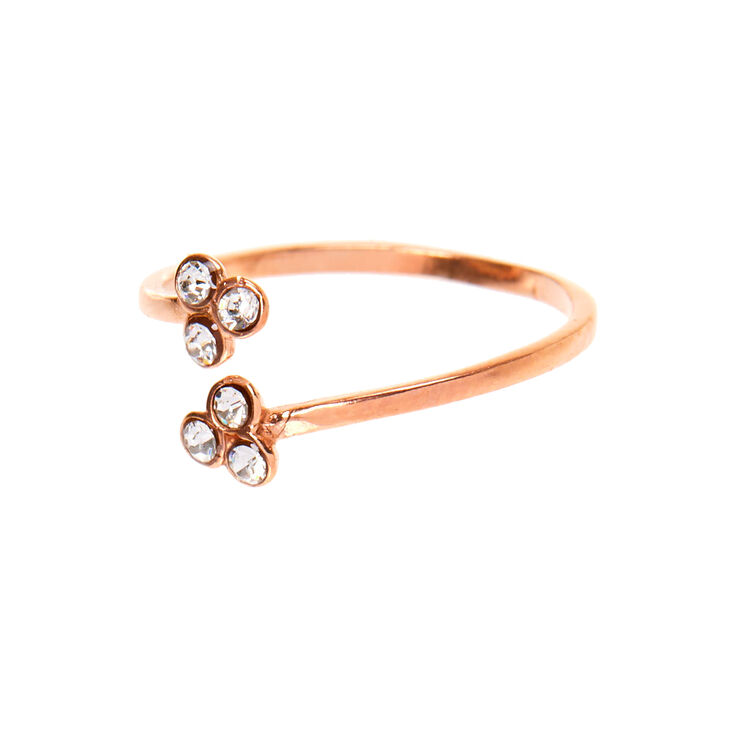 Sterling Silver Rose Gold Open Crystal Toe Ring,