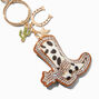 Embellished Cowboy Boot Gold-tone Keychain,