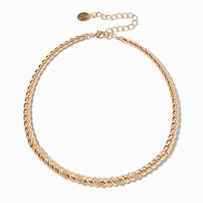 Gold-tone Molten Rope Necklace ,