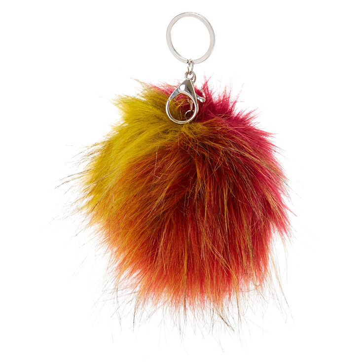 XL Starburst Faux Fur Pom Key Ring,