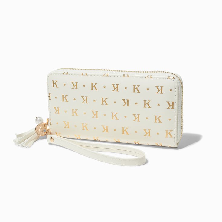 Golden Initial Wristlet Wallet - K,