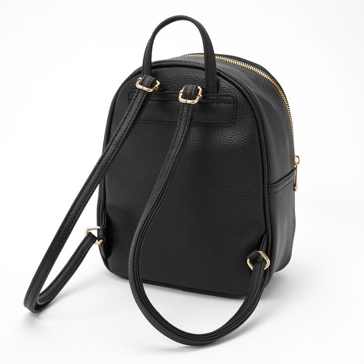 Faux Leather Pearl Studded Small Backpack - Black,