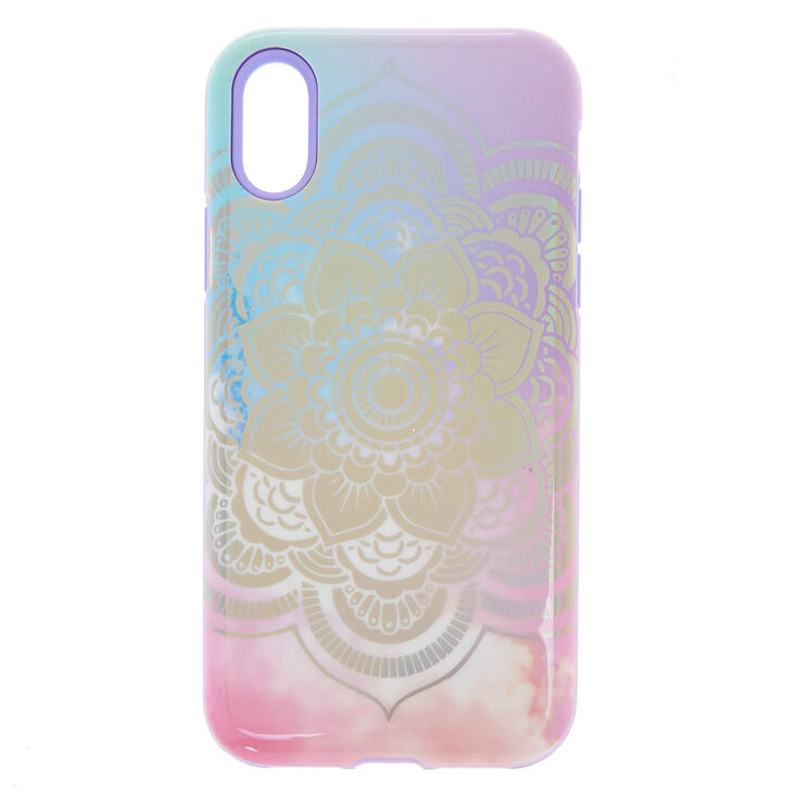 Pastel Holographic Mandala Protective Phone Case - Fits iPhone X/XS,