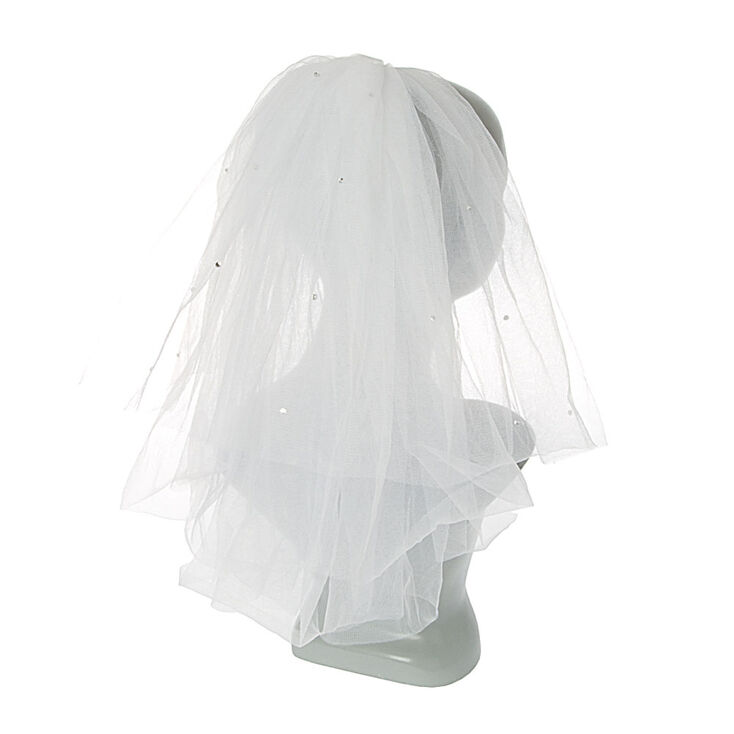 White Shoulder Length Bridal Veil,