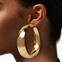 Gold-tone 70MM Textured Flat Hoop Earrings,