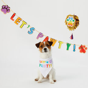 &#39;Let&#39;s Pawty&#39; Rainbow Pet Party Banner,