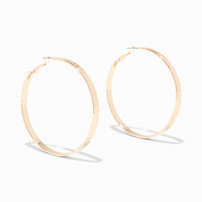 Gold 60MM Hammered Hoop Earrings,