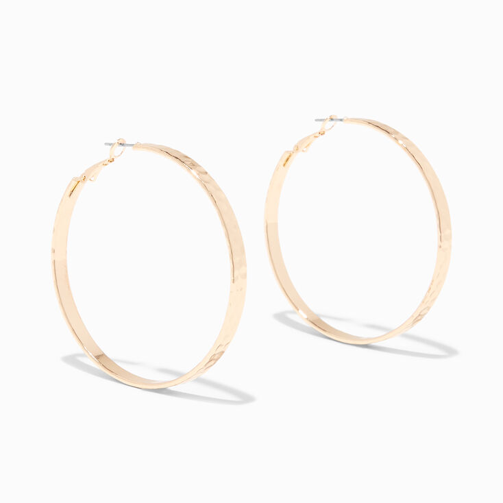 Gold 60MM Hammered Hoop Earrings,