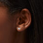 Silver Crystal Lotus Stud Earrings,