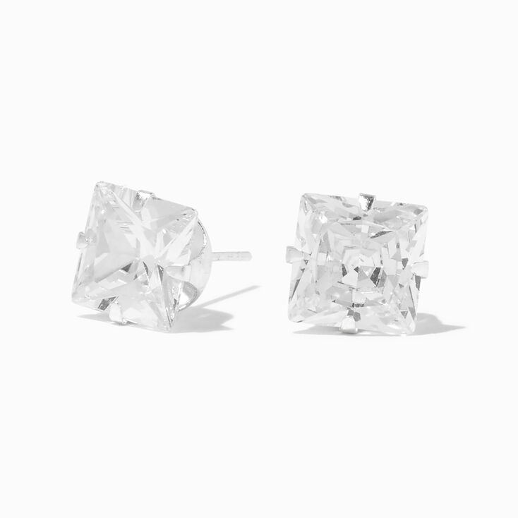 B&#39;Loved by Icing Sterling Silver Cubic Zirconia 10MM Square Stud Earrings,