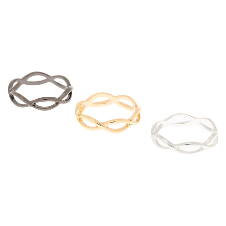 Mixed Metal Looped Midi Rings - 3 Pack,