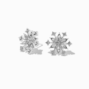 Gemstone Snowflake Silver-tone Stud Earrings,