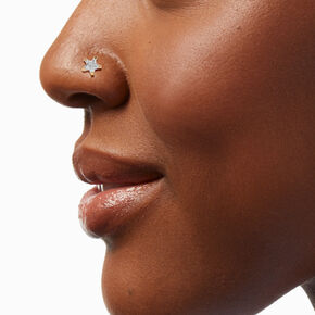 Sterling Silver Gold 22G Heart, Ball &amp; Star Nose Stud - 3 Pack,