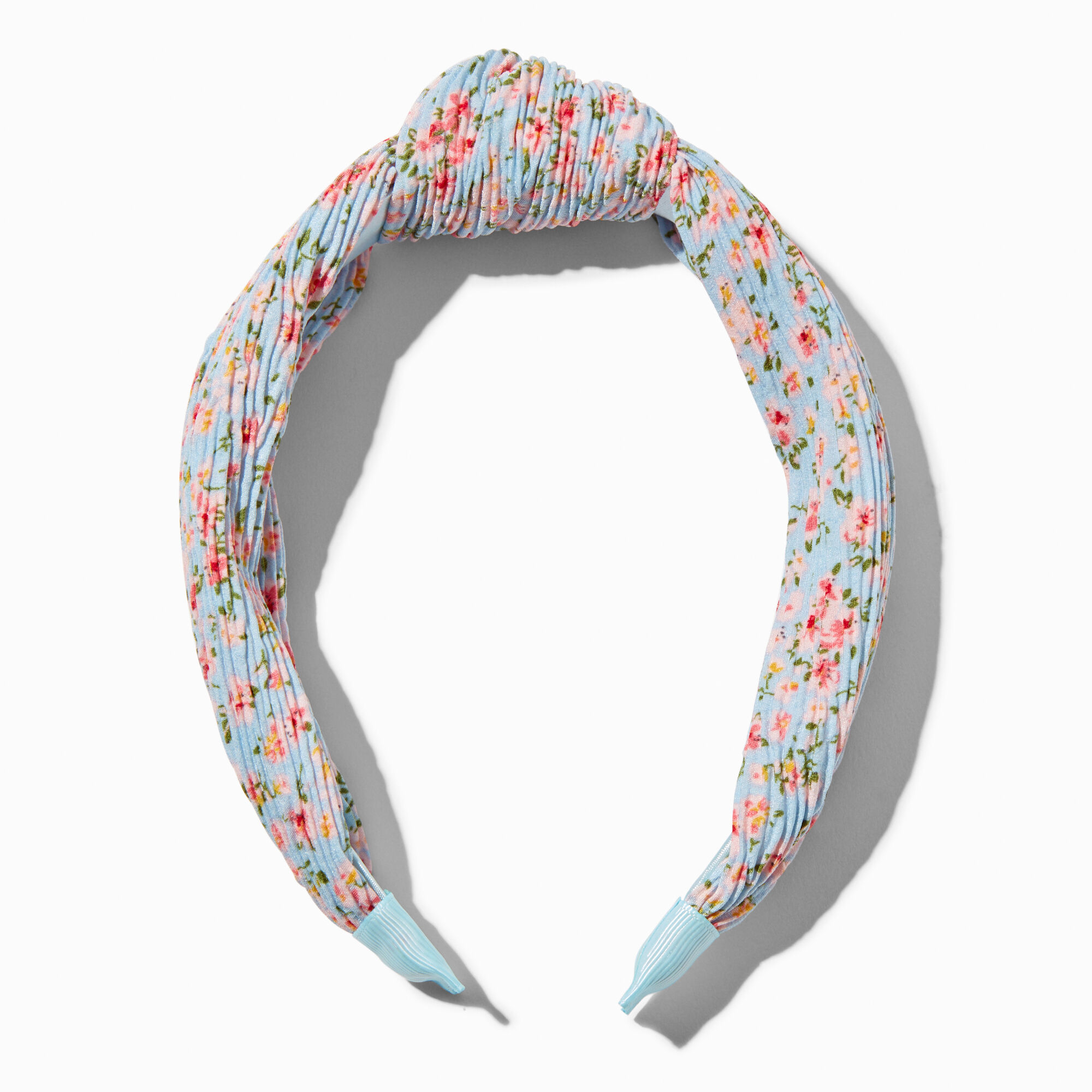 Pleated Blue Floral Knotted Headband