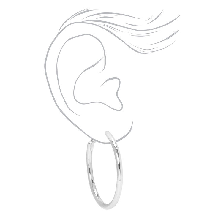 Silver 40MM Mixed Hoop Earrings - 3 Pack,