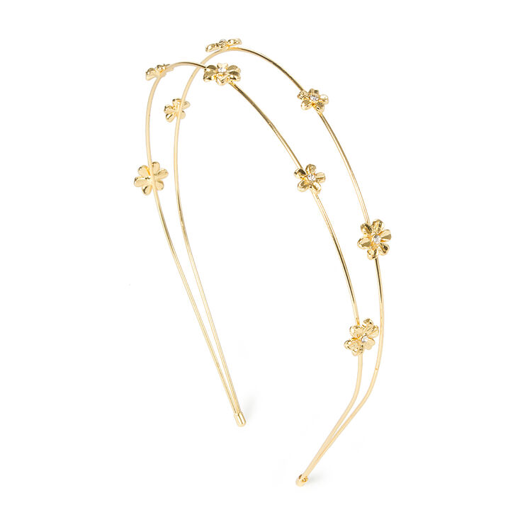 Gold Double Row Daisies Headband,