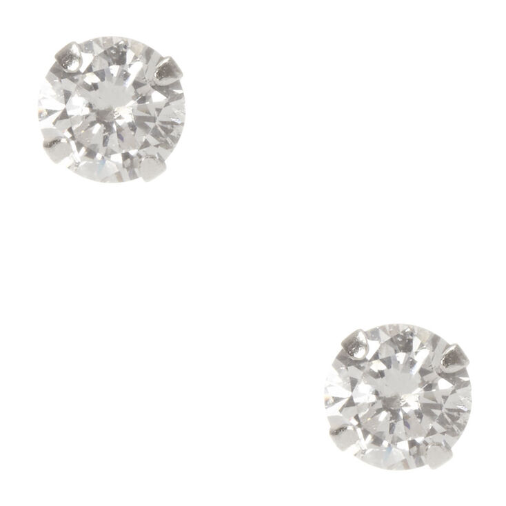 925mm Sterling Silver Cubic Zirconia Crystal Studs,